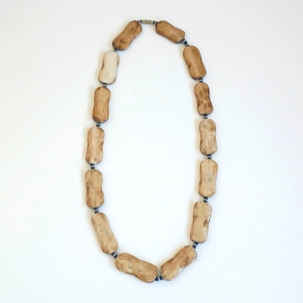 Vintage African Wooden/ Resin Bone Styled Necklace 24" Length *Unique & Rare